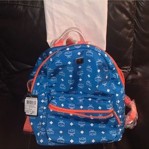 orange mcm backpack